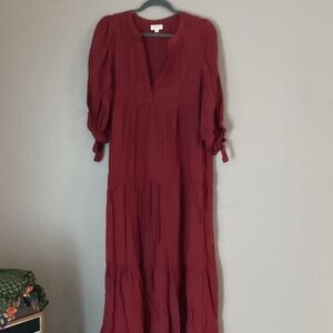 ODDY Deep Red Long Sleeve Dress